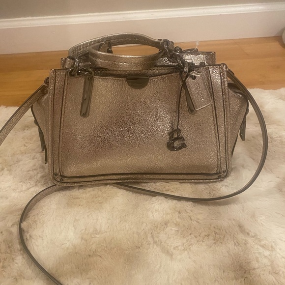 NWOT COACH Dreamer 21 Platinum Metallic Silver Leather Crossbody Satchel - Picture 3 of 14
